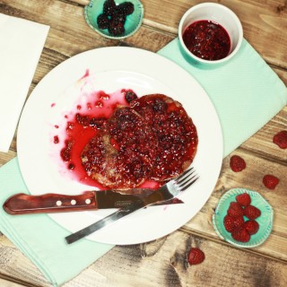 Blueberry Bagel French Toast With Maple Berry Sauce