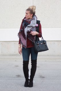 Casual topknot and boots