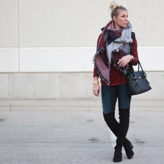 Casual Topknot and Over-The-Knee Boots