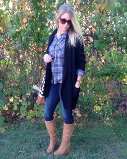 Plaid and cardigan