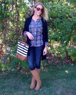 Plaid and cardigan