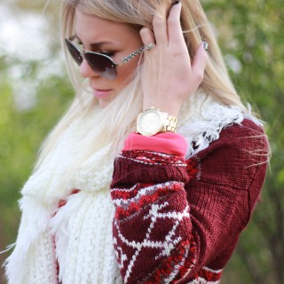 Red Cardi & Fluffy Boots