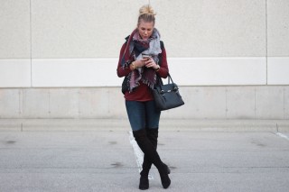Casual topknot and boots
