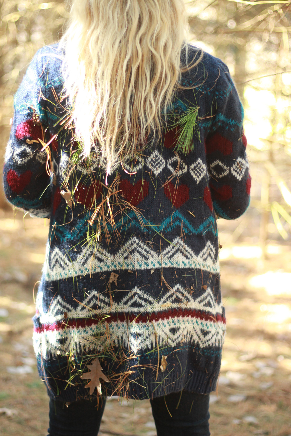 pine needles and sweaters