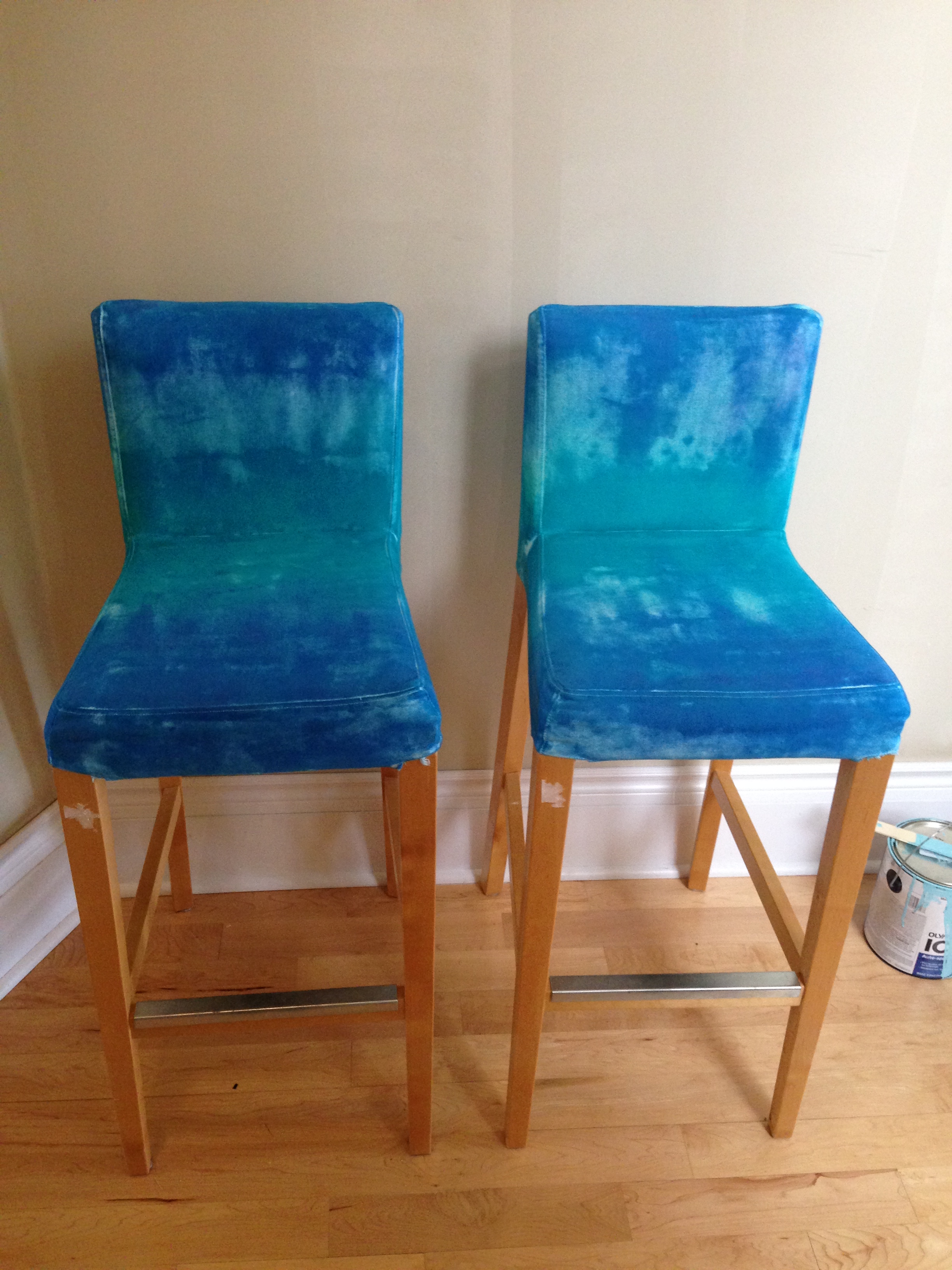 Half done tie-dye chairs